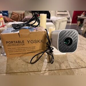 Portable Mini Projector in White and Gray